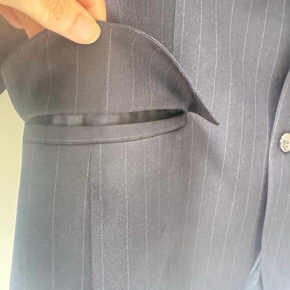 Vintage Brooks Brothers Men’s 40R Worsted Wool Blazer Black Pinstripe USA Made - Picture 7 of 9